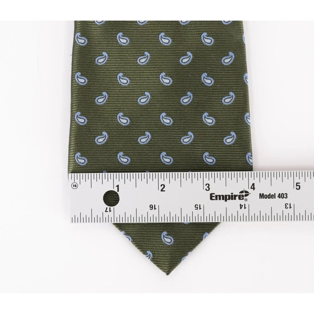 Daniel Cremieux 7 Fold Silk Necktie Tie Olive Green Paisley Made in Italy